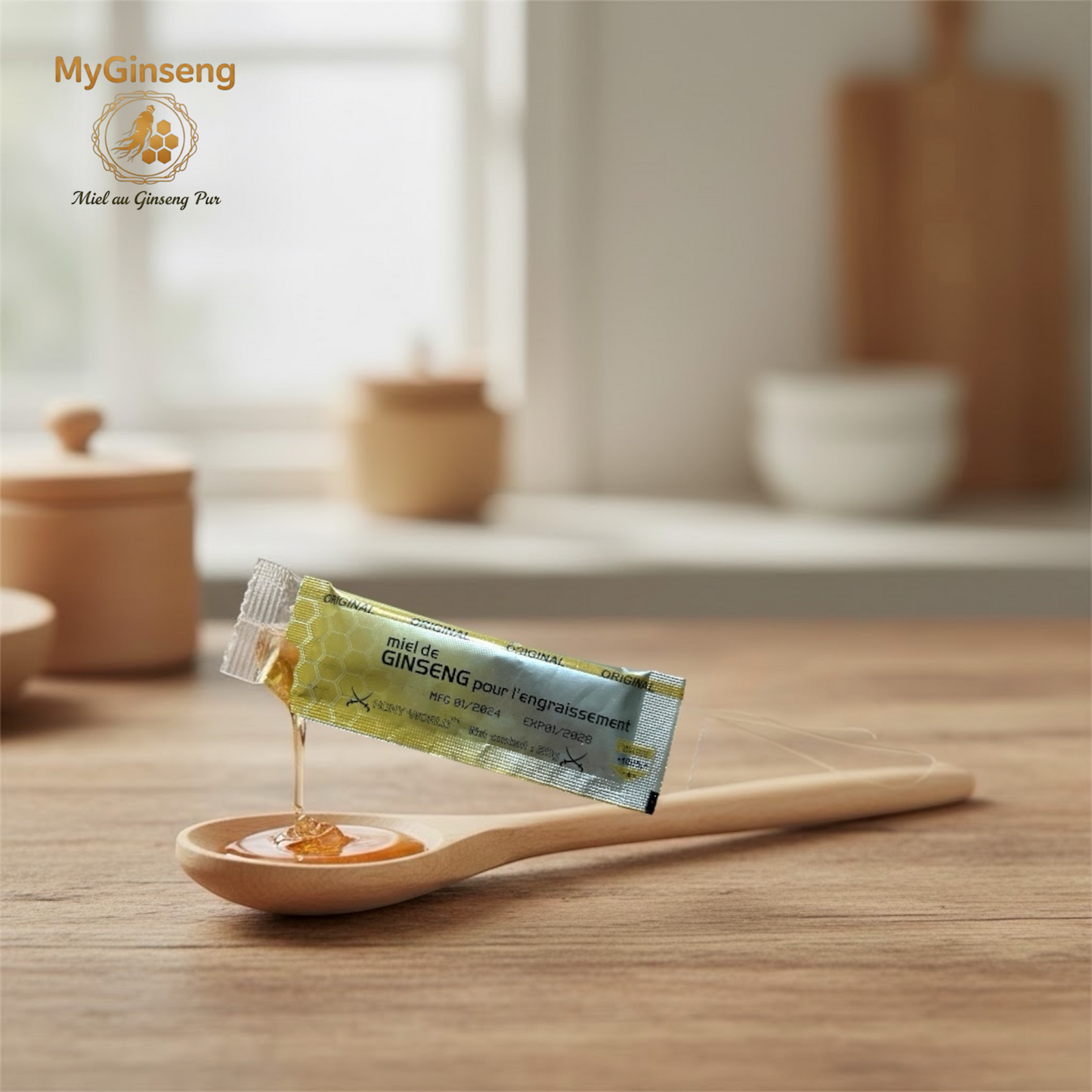 1x Cuillère à miel en bois